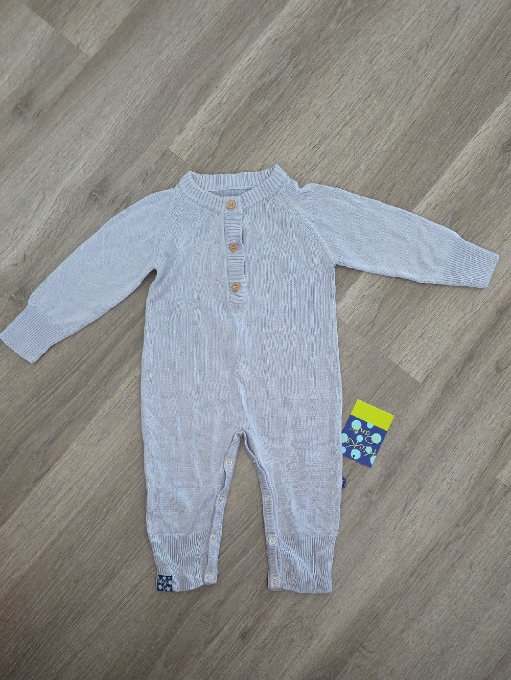 Kickee Pants Lightweight Gray-blue Knit Romper 3-6 Months